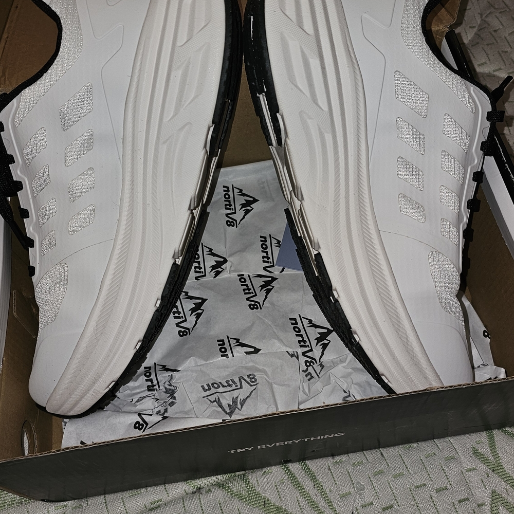 Women's Lightweight White and Black Athletic Sneakers - Picture 3 of 5